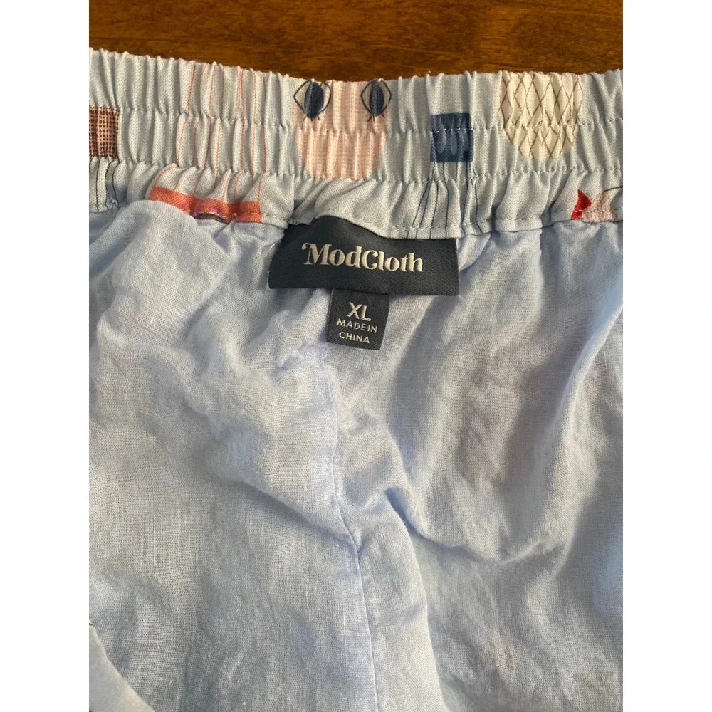 ModCloth Hot Air Balloon Print A-Line Skirt Blue Cotton XL Pocket Retro Style - Picture 7 of 14